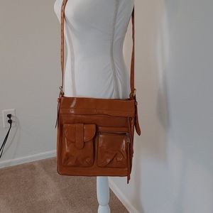 Hobo Crossbody Tote Handbag Tan Leather Medium